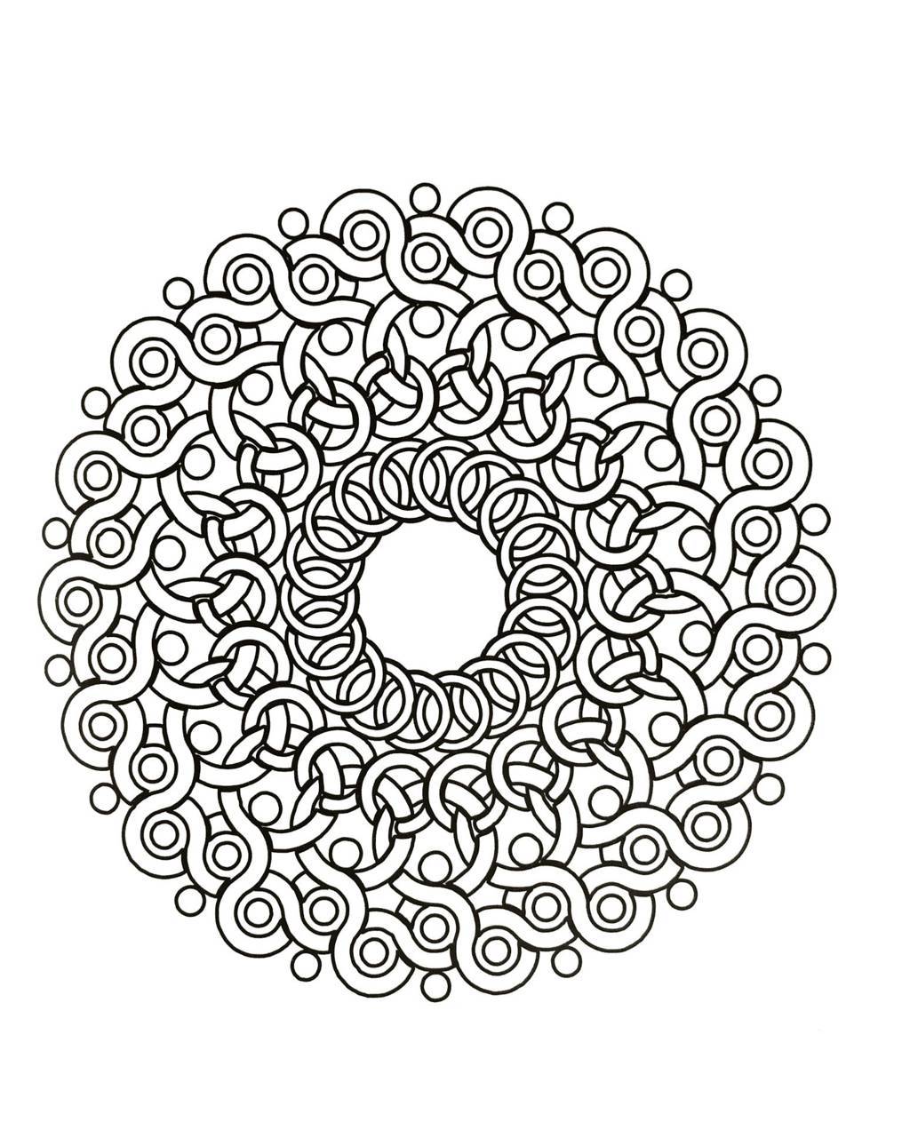 Coloriage Mandala Géométrique aux Motifs Circulaires - Mandala à imprimer